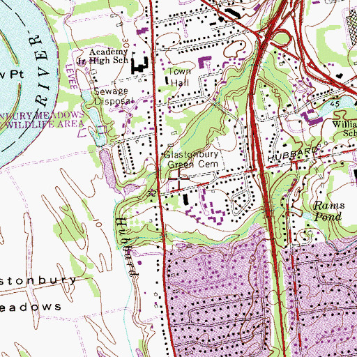Topographic Map of Historical Society Building of Glastonbury, CT