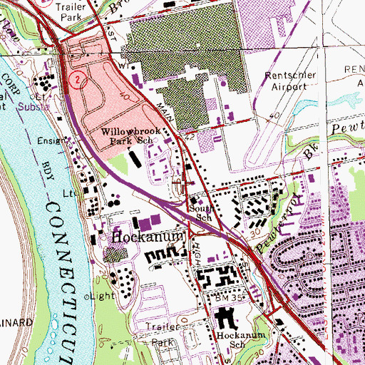 Topographic Map of Hockanum Cemetery, CT
