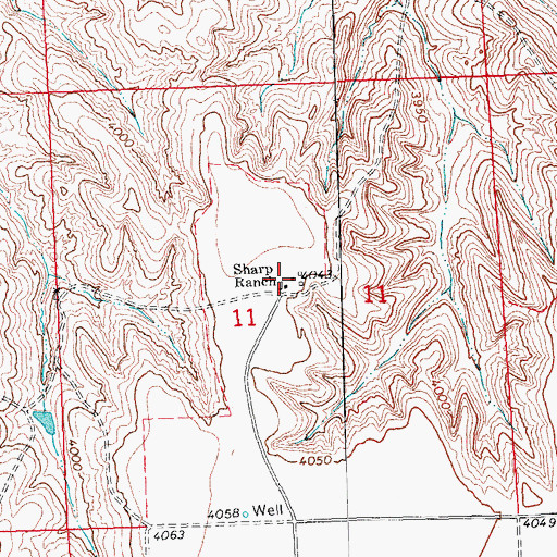 Topographic Map of Sharp Ranch, CO