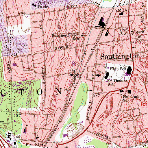 Topographic Map of Immaculate Conception Church, CT