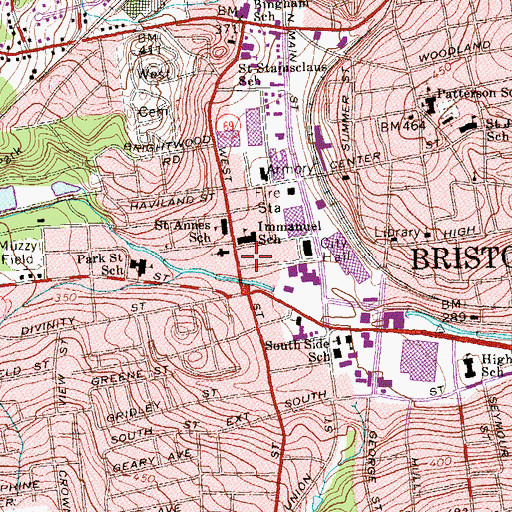 Topographic Map of Immanuel Lutheran Church, CT