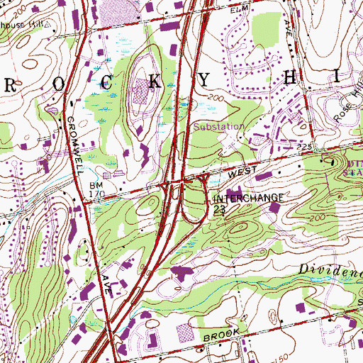 Topographic Map of Interchange 23, CT