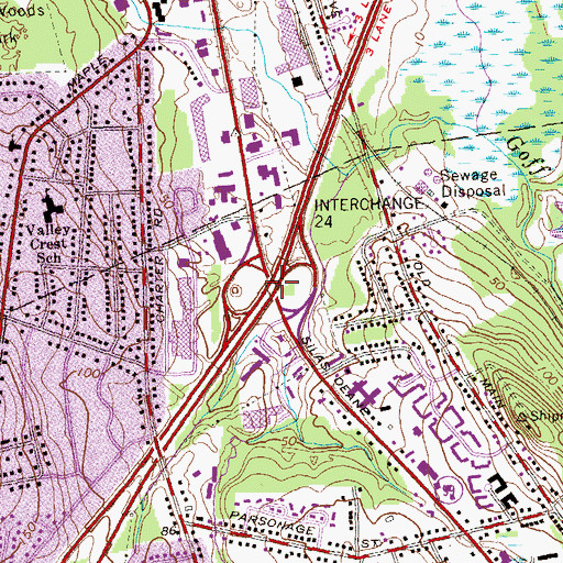 Topographic Map of Interchange 24, CT