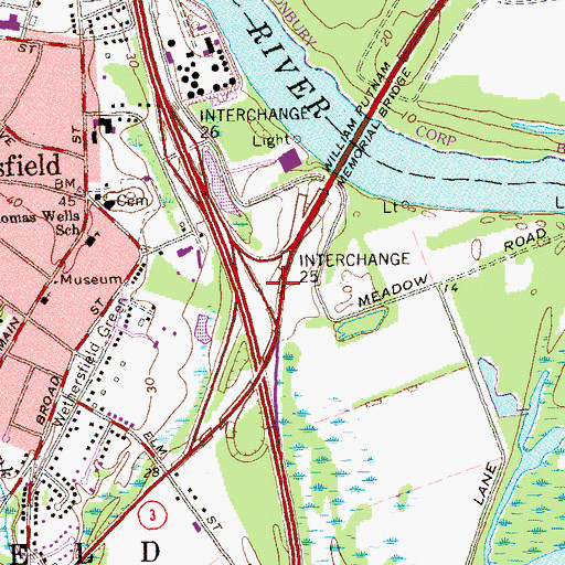 Topographic Map of Interchange 25, CT