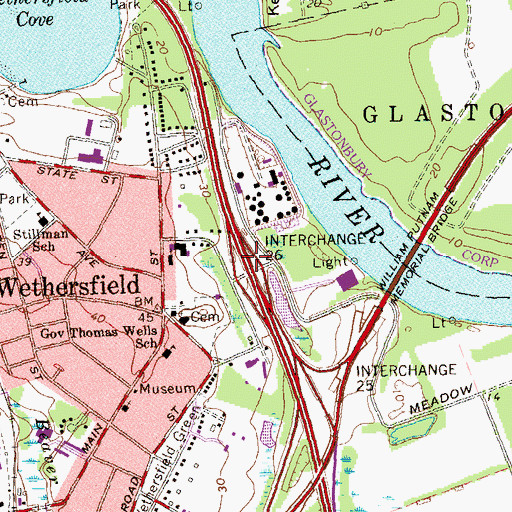Topographic Map of Interchange 26, CT