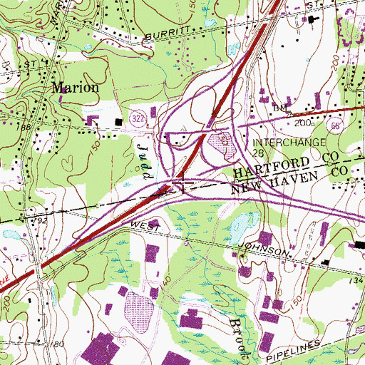 Topographic Map of Interchange 27, CT
