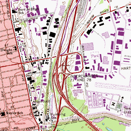 Topographic Map of Interchange 27, CT