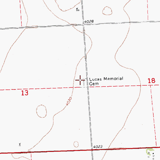 Topographic Map of Lucas Memorial Cemetery, CO