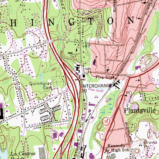 Topographic Map of Interchange 30, CT
