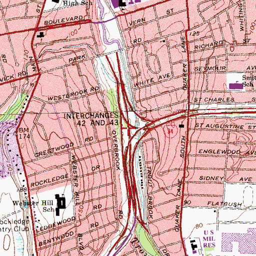 Topographic Map of Interchange 42, CT