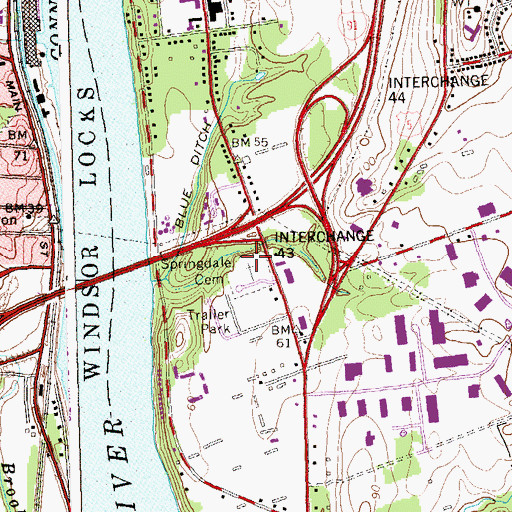 Topographic Map of Interchange 43, CT