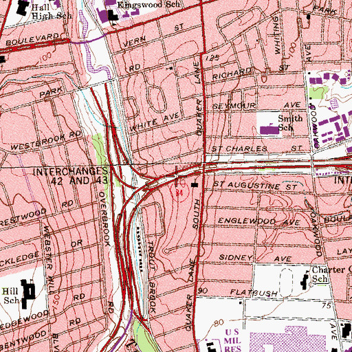 Topographic Map of Interchange 44, CT