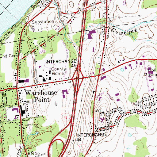 Topographic Map of Interchange 45, CT