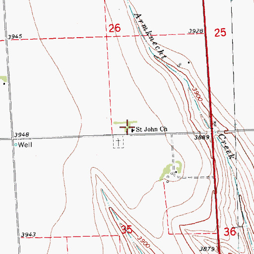 Topographic Map of Saint John Church, CO