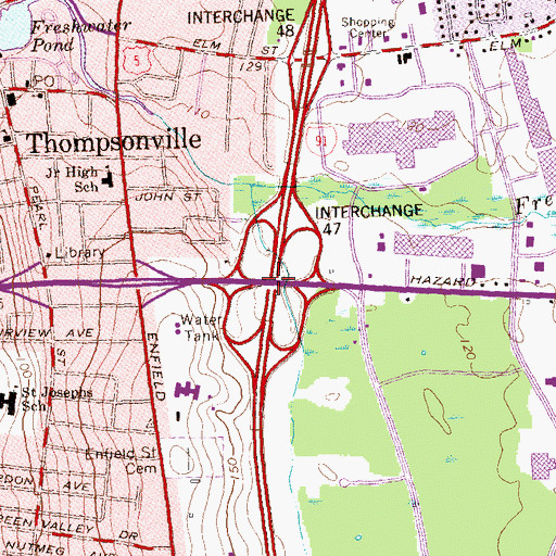 Topographic Map of Interchange 47, CT