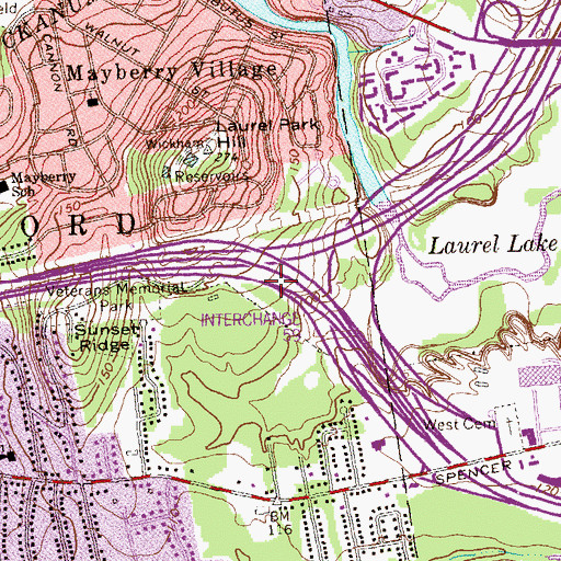 Topographic Map of Interchange 59, CT