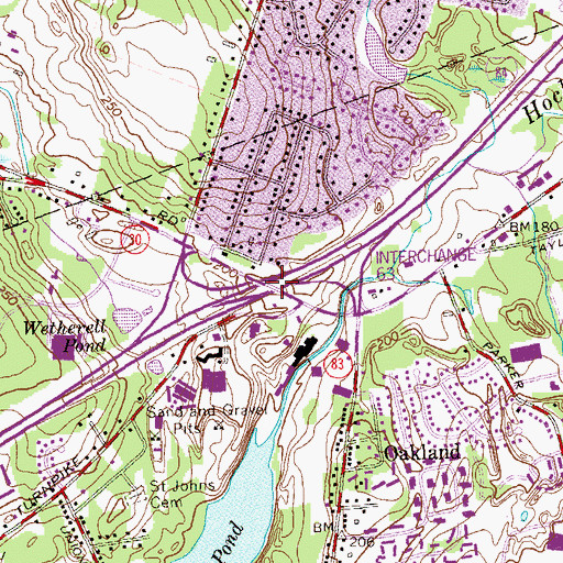 Topographic Map of Interchange 63, CT