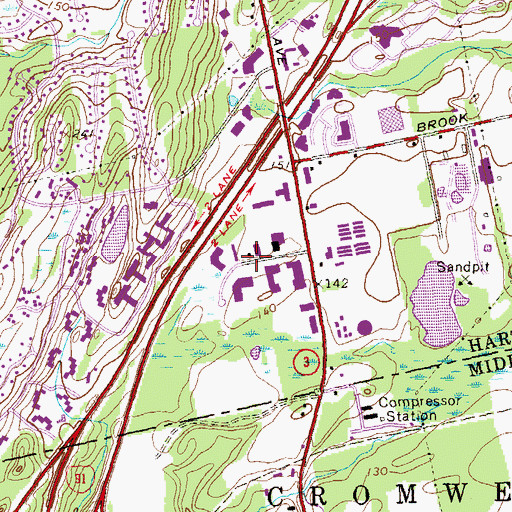 Topographic Map of Inwood Road Research Park, CT