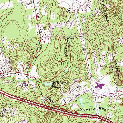 Topographic Map of J B Williams Memorial Park, CT