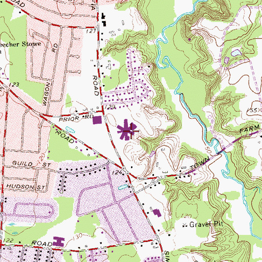 Topographic Map of John F Kennedy Middle School, CT