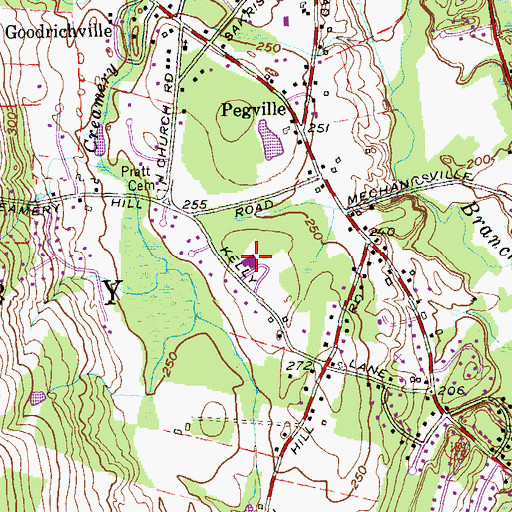 Topographic Map of Kelly Lane Intermediate School, CT
