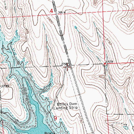 Topographic Map of Bonny Dam Landing Strip (historical), CO