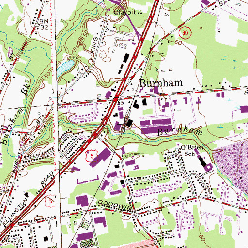 Topographic Map of Kings Plaza Shopping Center, CT