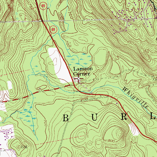 Topographic Map of Lamson Corner Cemetery, CT