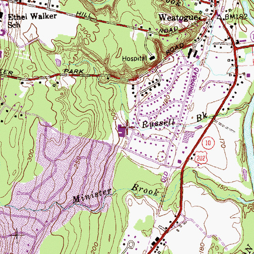 Topographic Map of Latimer Lane Elementary School, CT