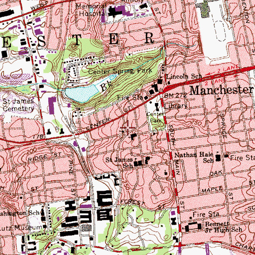Topographic Map of Latvian Lutheran Church, CT