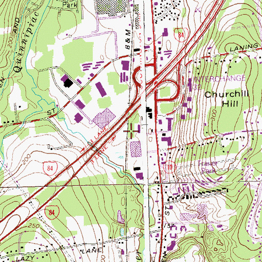 Topographic Map of Lazy Lane Industrial Park, CT