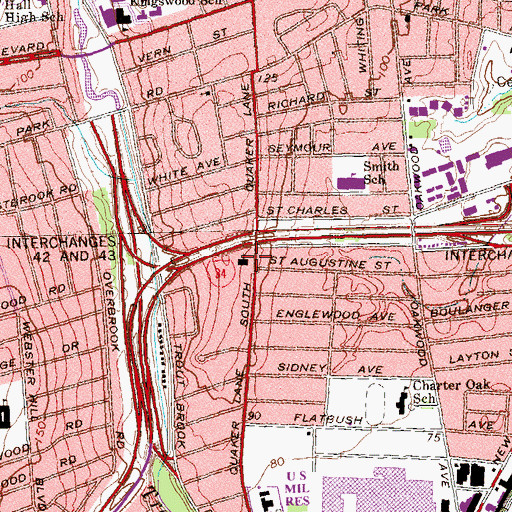 Topographic Map of Legion of Mary Church, CT
