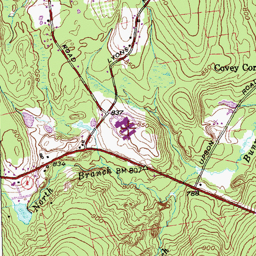 Topographic Map of Lewis S Mills High School, CT