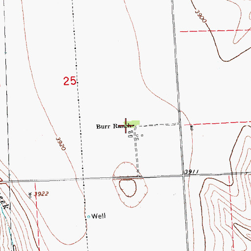 Topographic Map of Burr Ranch, CO