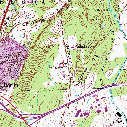 Topographic Map of Lions Fairgrounds, CT