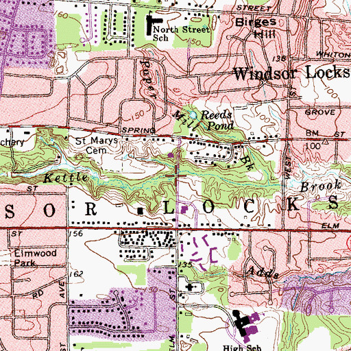 Topographic Map of Living Waters Fellowship Church, CT