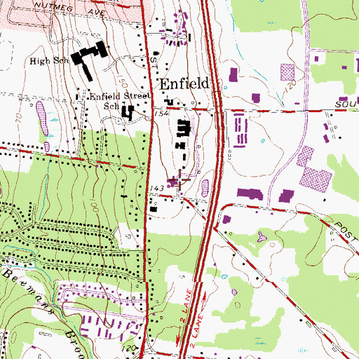 Topographic Map of Longview Catholic High School, CT