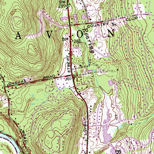 Topographic Map of Lovely Street, CT