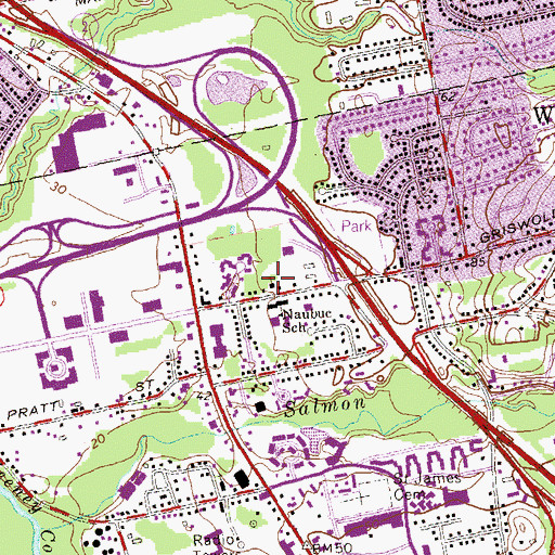 Topographic Map of Lutheran Church of Saint Mark, CT