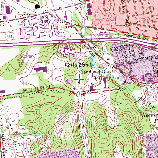 Topographic Map of Manchester Bicentennial Band Shell, CT