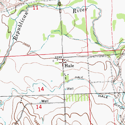 Topographic Map of Hale, CO