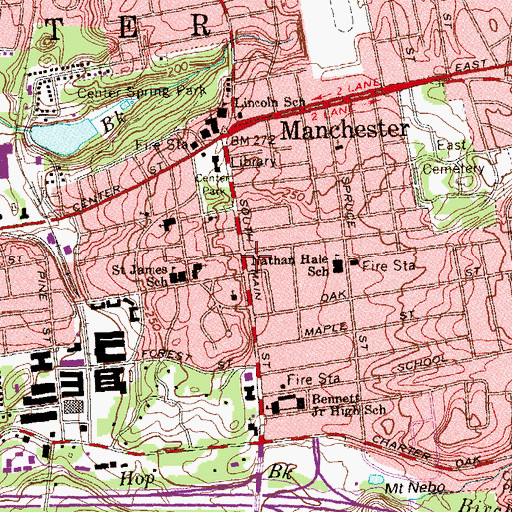 Topographic Map of Manchester Mall Shopping Center, CT