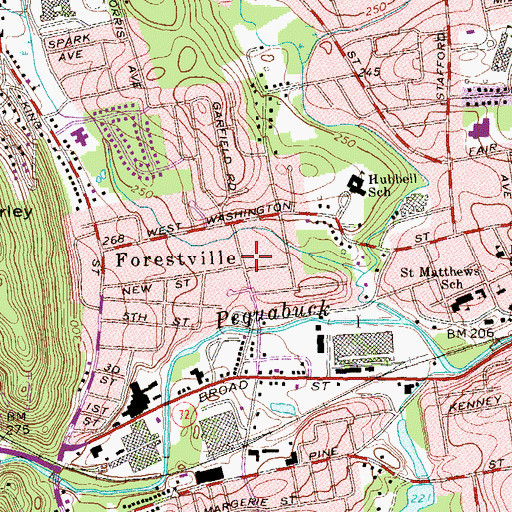 Topographic Map of Mancross Memorial Library, CT