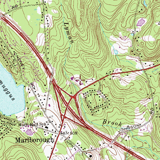 Topographic Map of Marlborough Commons Shopping Center, CT