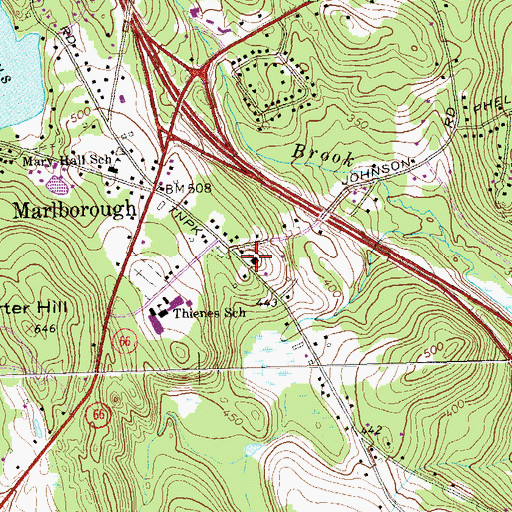 Topographic Map of Marlborough Congregational Church, CT