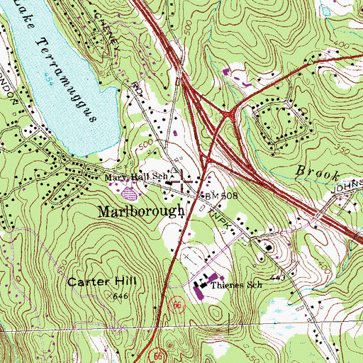 Topographic Map of Marlborough Town Hall, CT
