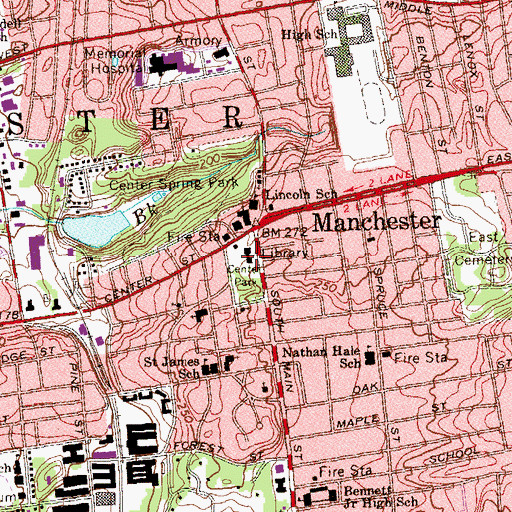 Topographic Map of Mary Cheney Library, CT