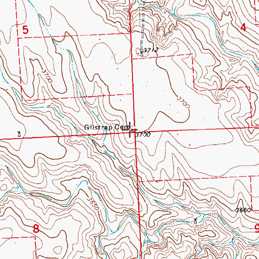 Topographic Map of Gilstrap Cemetery, CO