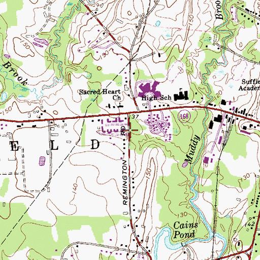 Topographic Map of McAlister Middle School, CT