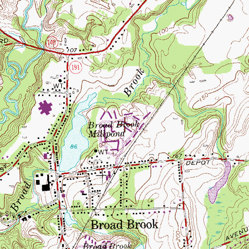 Topographic Map of Mill Pond Village, CT
